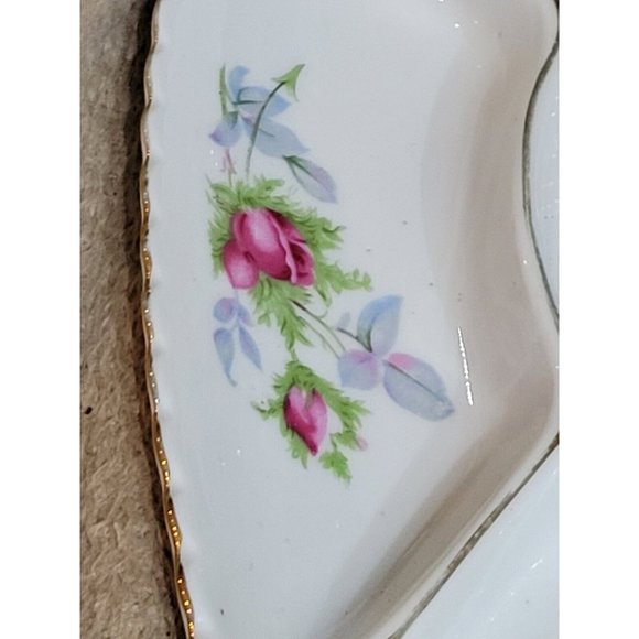 Marco Japan Divided Dish Porcelain Candy Trinkets Roses Scalloped Gold Trim Vtg - Picture 7 of 10